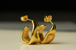 Asymmetrische Ohrringe gold geschmolzen Edelstahl Geschenkidee Frau Freundin