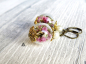 Preview: Ohrringe - Blüten beerenfarben - Echte Blumen