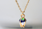 Preview: Kette Charm Lotusblüte Blütenknospe Emaille als zartes Geschenk für sie für Frauen und Mädchen eine niedliche Halskette Anhänger mit Kette