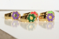 Preview: Blume Ring Emaille bunt / Blüte größenverstellbarer Ring emailliert / Geschenk für sie / verspielter Schmuck / Charm Ring / Statement Ring
