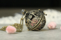 Preview: Retro Medaillon Weidekätzchen Kette Rosenquarz Geschenkidee Frauen Prayerbox