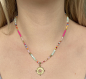 Preview: Perlenkette Boho Rosenquarz Sonne bunte Neon Glas Seeds Perlen Kette Sommer Festival Schmuck Geschenk für sie für Frauen Schwester Freundin