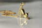 Preview: Kette Katze Sterlingsilber Gold Tierschmuck Kitten tierisches minimalistisches Geschenk für sie Frauen Schwester Freundin Mutter