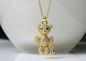 Preview: Bär Halskette vergoldet Zirkonia Mutter Kind Teddy Baby Geschenk für Frauen