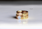 Preview: Band Ring goldfarben - Mondphasenring mit Halbmond und Vollmond aus Rosenquarz oder Labradorit