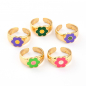 Preview: Blume Ring Emaille bunt / Blüte größenverstellbarer Ring emailliert / Geschenk für sie / verspielter Schmuck / Charm Ring / Statement Ring