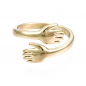Preview: Freundschaft Ring Hände Gold / größenverstellbarer Ring echt vergoldet / Geschenk für sie / beste Freunde Schmuck / Umarmung Ring