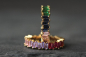 Preview: Himmlischer Zirkonia Ring gold / Baguette ring vergoldet / Regenbogen ring / Stackable Ring / Statement Ring / Eternity / geschenk für sie