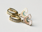Preview: Creolen Regenbogen Charm Ohrringe / echt vergoldet / Emaille Schmuck gold / Geschenk für Sie / Zirkonia Schmuck / Emaille Anhänger Creolen