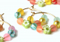 Preview: Candy Creolen Perlen / echt vergoldet / Geschenk für Sie / Trend Schmuck / verspielter Schmuck / bunte Charm Ohrringe / Sommer Ohrringe