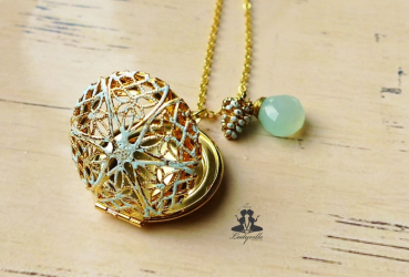 Kette *AAA  Aqua Chalcedon* Medaillon