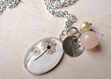 Kette - Pusteblume Pärchen - Hand gestempelt
