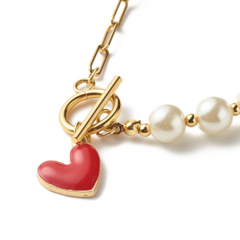 Halskette Herz Perlen Initial Choker Edelstahl Kette Gravur Valentinstag Buchstabe Geschenk Freundin Frau Geschenk für Verliebte Verlobte