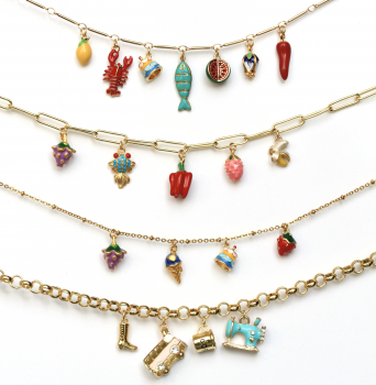 Halskette Tapas Charm Food Frauen mediterane Sommer Anhänger Kette selber zusammen stellen zur Auswahl Geschenk für sie