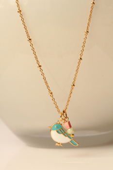 Meise Halskette Charm Vogel vergoldet mit Emaille als niedliches Geschenk für sie für Frauen und Mädchen süßer Blaumeise Anhänger mit Kette