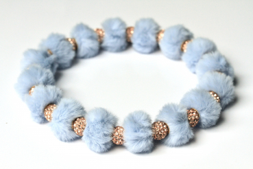 Luxuriöse Perlenkette für Hunde in Blau: Teddy Plüsch Halskette mit Glitzerperlen