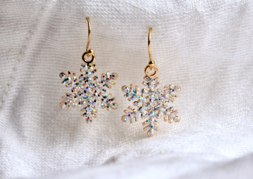 Goldene Stern Ohrringe – Winterlicher Ohrschmuck glitzernd