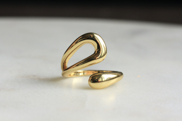 Umarmender Ring Damen: vergoldeter Fingerring aus Edelstahl