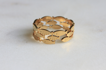 Fische Ring Fischscharm: vergoldeter Fingerring aus Edelstahl