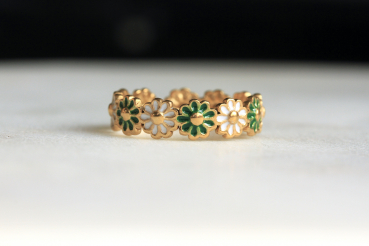 Gänseblümchen Ring Damen: vergoldeter Fingerring aus Edelstahl