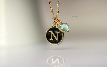 Personalisierbare Kette Geburtsstein mit Initial / Personalisiertes Geschenk / Geschenk für Sie / Geburtstag Schmuck / Initial Kette