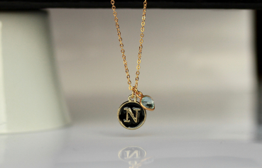 Personalisierbare Kette Geburtsstein mit Initial / Personalisiertes Geschenk / Geschenk für Sie / Geburtstag Schmuck / Initial Kette
