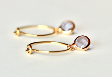 Creolen vergoldete Ohrringe / Himmlische Ohrringe / besonderer Schmuck / Geschenk für Sie / Geburtsstein / Personalisiertes Geschenk