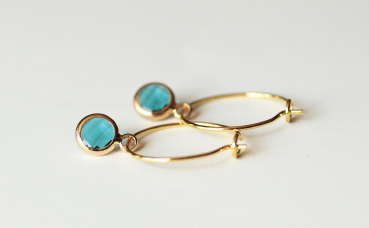 Creolen vergoldete Ohrringe / Himmlische Ohrringe / besonderer Schmuck / Geschenk für Sie / Geburtsstein / Personalisiertes Geschenk