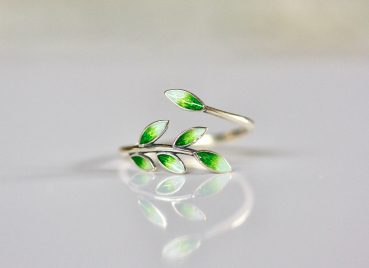 Silber Ring Blätter / Sterling Silber Ast Blätter emailliert / Geschenk für Sie / Natur Ring / floraler Ring / Wald Schmuck / Wunderwald