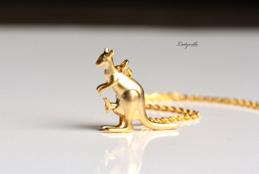 Känguru Kette mit Baby / Mutter mit Kind Schmuck / Geschenk für Sie / Tier Schmuck / Kinder Valentin / Familien Schmuck / Australien Kette
