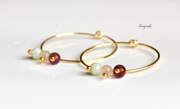 Personalisierbare Ohrringe Geburtsstein Creole / Personalisiertes Geschenk / Geschenk für Sie / Edelstein Ohrringe / minimalistisch schmuck