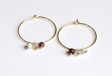 Personalisierbare Ohrringe Geburtsstein Creole / Personalisiertes Geschenk / Geschenk für Sie / Edelstein Ohrringe / minimalistisch schmuck