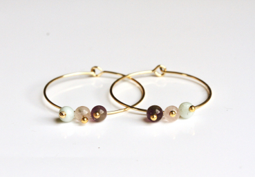 Personalisierbare Ohrringe Geburtsstein Creole / Personalisiertes Geschenk / Geschenk für Sie / Edelstein Ohrringe / minimalistisch schmuck