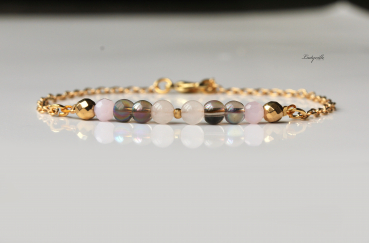Edelstein Armband Rosenquarz / Perlen Armband gold / Geschenk für Sie / Himmlisches Armband / Festliches Armband / minimalistisch / boho