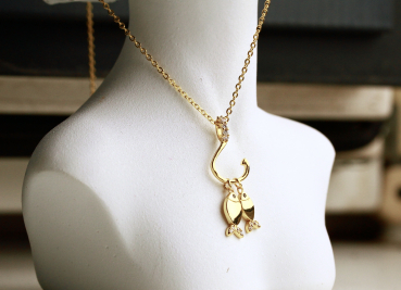 Fisch Kette Familie aus Sterling Silber vergoldete Kette ein wunderschönes Geschenk für Sie als Familien Schmuck