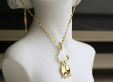 Fisch Kette Familie aus Sterling Silber vergoldete Kette ein wunderschönes Geschenk für Sie als Familien Schmuck