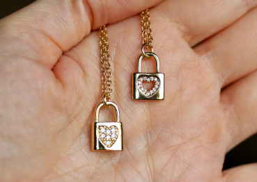 Kette Schloss Freundschaft, Vorhängeschloss / Set / Geschenk für Sie / handgemachter Schmuck / Freundschaftskette / Bff / minimalistisch