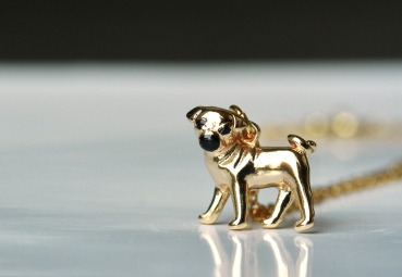 Halskette Mops vergoldet SterlingSilber Kette