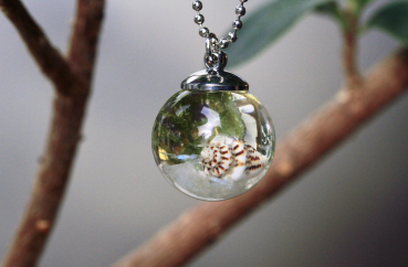 Halskette Muschel Mondstein silber Meeresboden