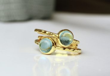 Ring Topas SterlingSilber vergoldet Edelsteinring Stapelring blauer Topaz