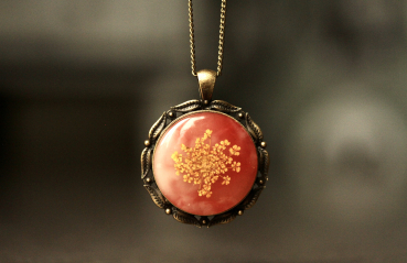 Dillblüten Kette Marmor / Vintage Bronze Kette / Geschenk für Sie / Blütenschmuck kette / nostalgischer Schmuck / Origineller Schmuck