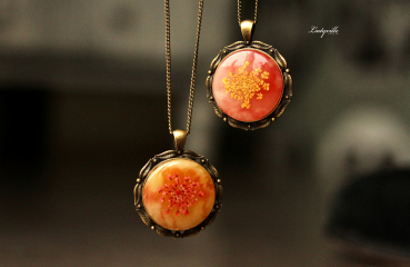 Dillblüten Kette Marmor / Vintage Bronze Kette / Geschenk für Sie / Blütenschmuck kette / nostalgischer Schmuck / Origineller Schmuck