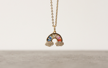 Kette Regenbogen Gold / Geschenk für Sie / besonderes Geschenk / Symbol Schmuck / moderne Kette / multistone kette / minimalistische kette