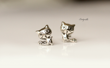 Silber Ohrstecker Waschbär / Geschenk für Sie / Tier Ohrring / minimalistischer Schmuck / Kinderschmuck / Echtschmuck Silber Ohrringe