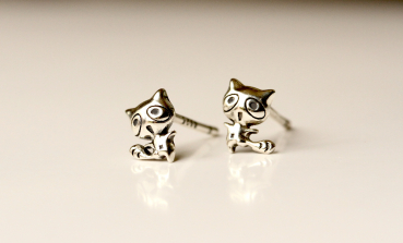 Silber Ohrstecker Waschbär / Geschenk für Sie / Tier Ohrring / minimalistischer Schmuck / Kinderschmuck / Echtschmuck Silber Ohrringe