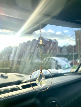 Auto Schutzengel Sonnenfänger Aquamarin Jade Engel gold märchenhaftes Geschenk Führerschein Prüfung neues Auto Geschenk für Männer Frauen
