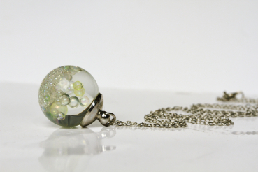 Kette Seifenblasen Sterlingsilber Regenbogen Perlen in Gießharz Kette mit Glaskugel funkelndes Geschenk für Sie Freundin Schwester Mutter