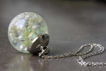 Kette Seifenblasen Sterlingsilber Regenbogen Perlen in Gießharz Kette mit Glaskugel funkelndes Geschenk für Sie Freundin Schwester Mutter