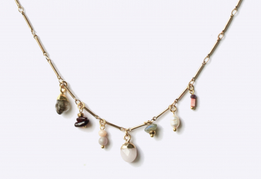 MultiCharm Kette Bunte Chunky Halskette Layering Schmuck echt vergoldet Handgemacht mit Edelsteinen böhmischen Glasperlen Geschenk für sie