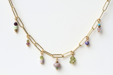 MultiCharm Kette Edelsteine Perlen Geburtsstein Halskette Februar Layering Kette Handgemachter Schmuck als persönliches Geschenk für Sie